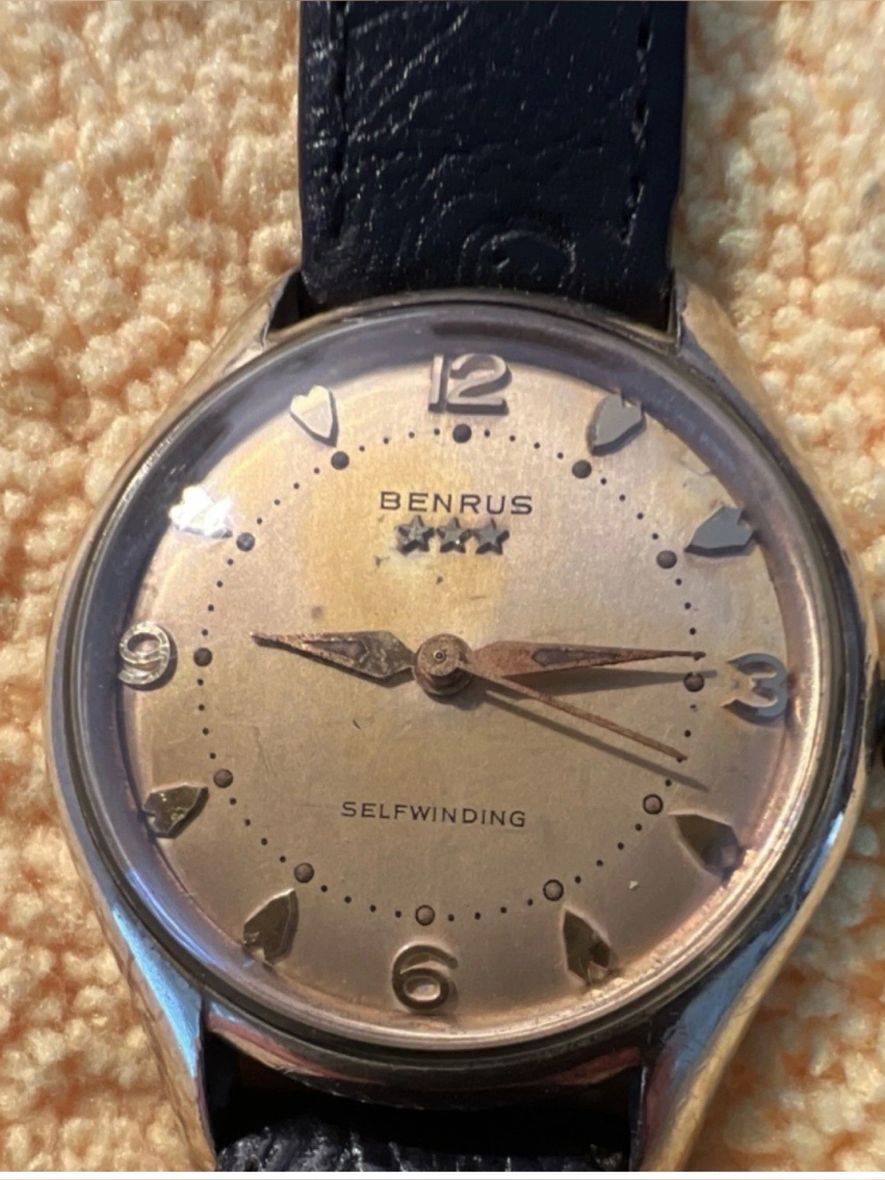 Benrus Vintage Selfwinding Gold Dial Wristwatch